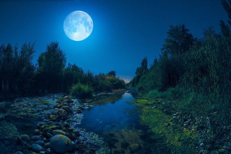 Ночь река Луна