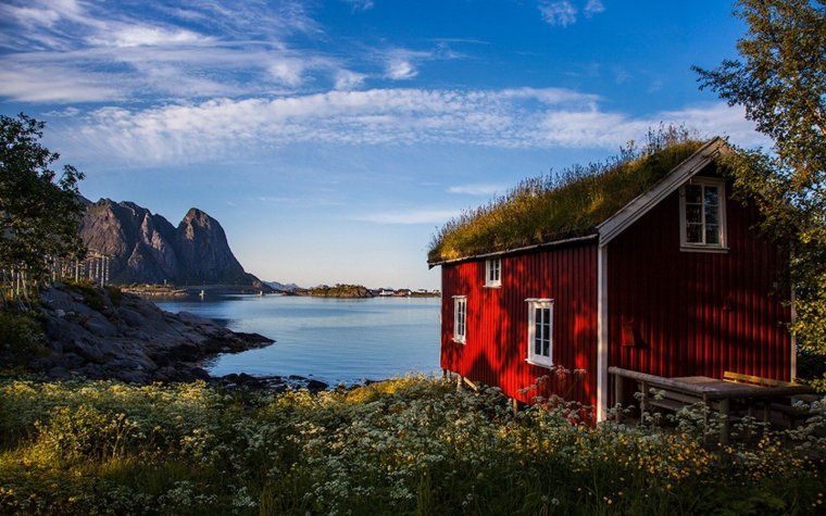 Норвегия фьорды и домики