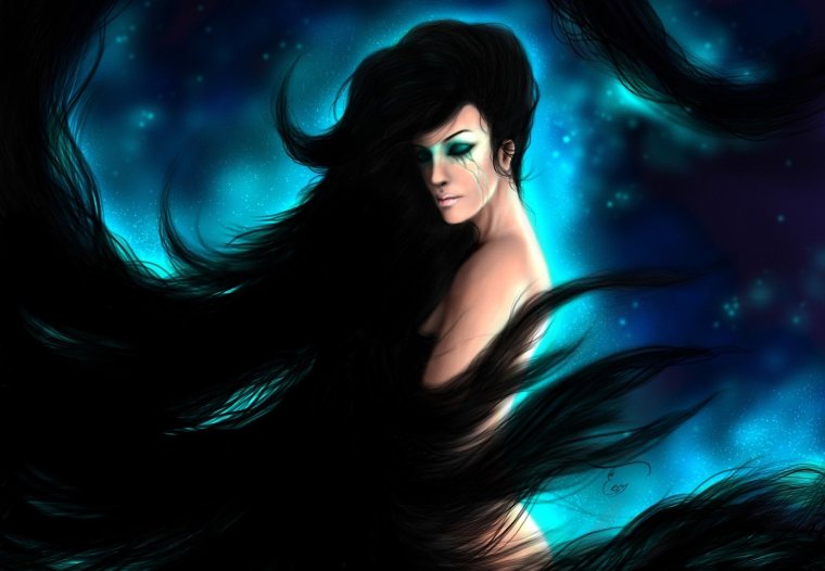 Фэнтези девушка с черными волосами
