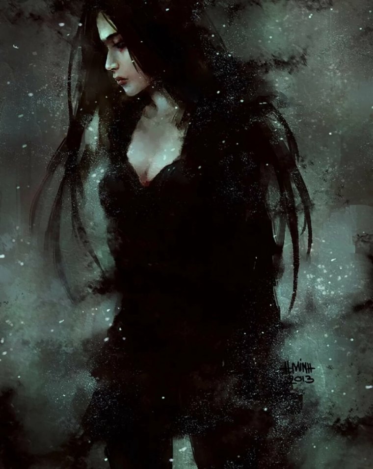 Фэнтези девушка с черными волосами