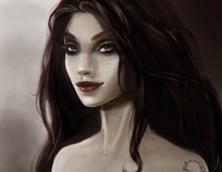 Девушка с темными волосами арт