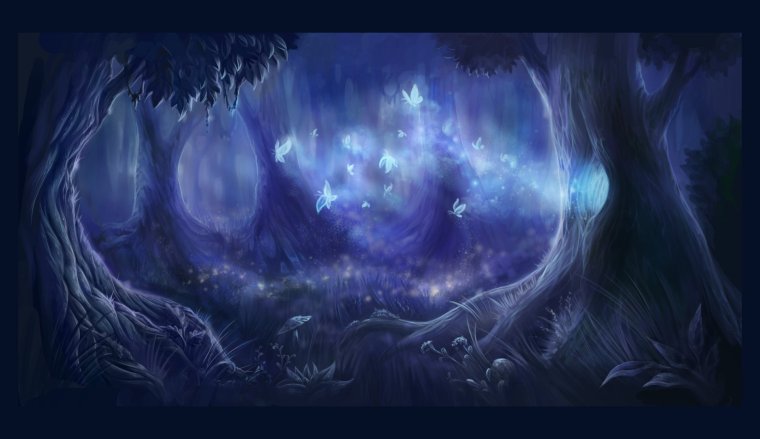 Волшебный лес ночью