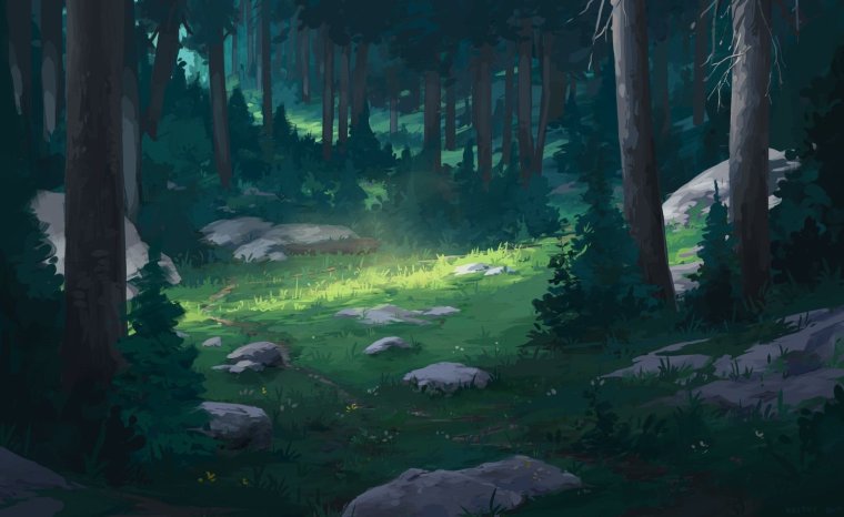 Ночной пейзаж с луной