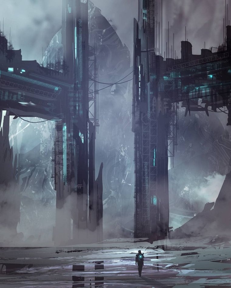 Sci-Fi Art город киберпанк антиутопия