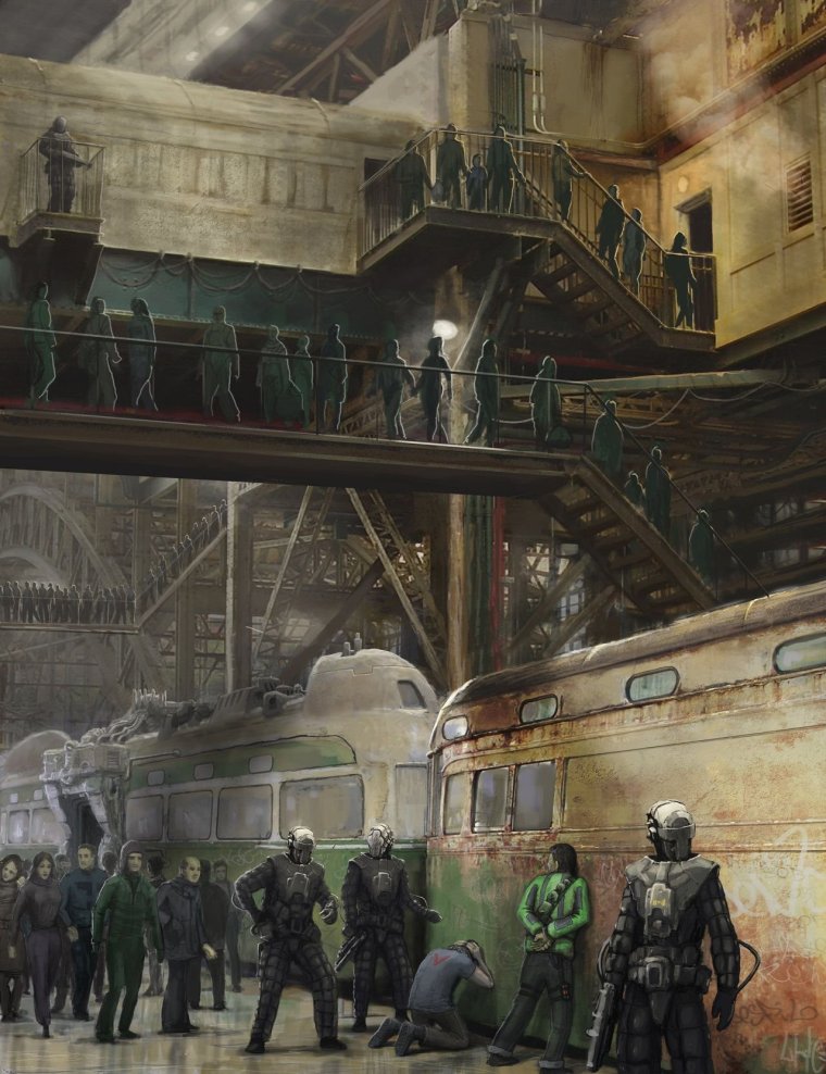 Sci-Fi Art город киберпанк антиутопия