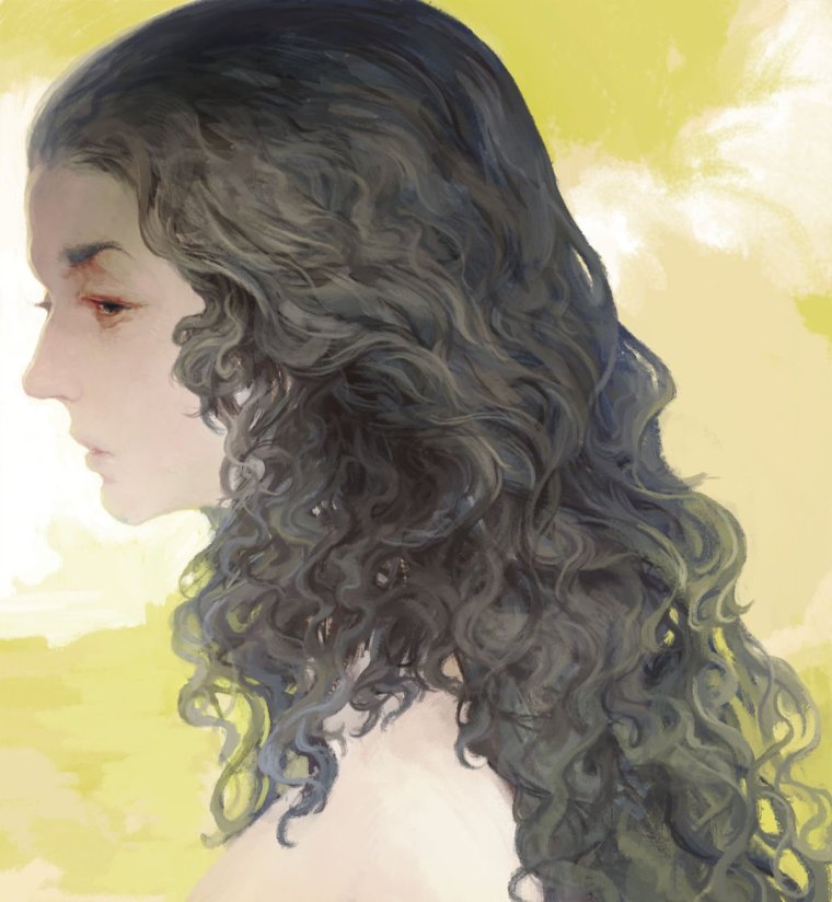 Девушка с кудрявыми волосами арт