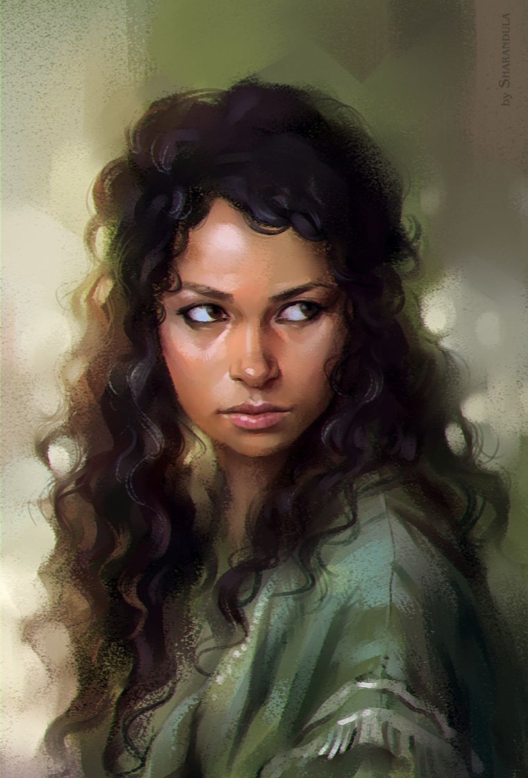 Девушка с волнистыми волосами арт