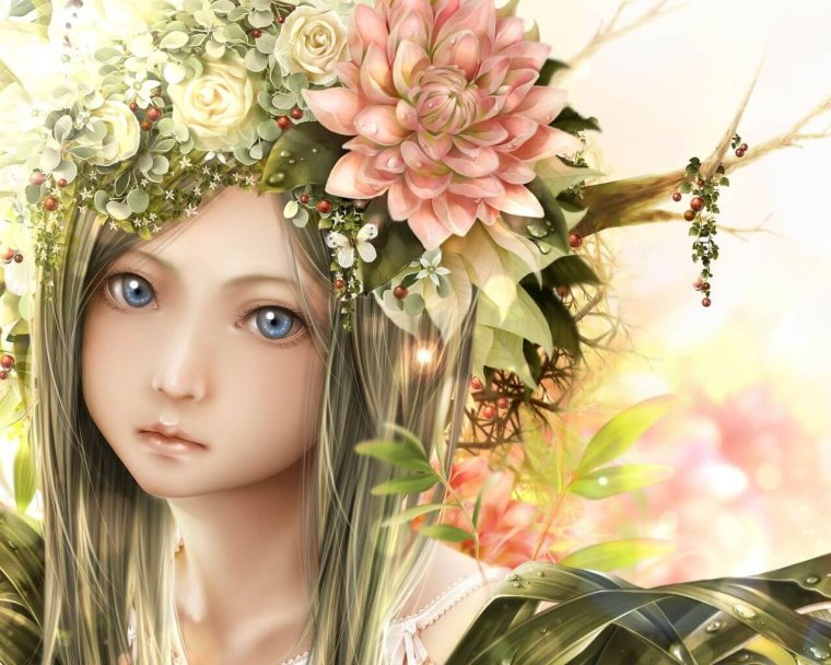 Девочка с венком на голове