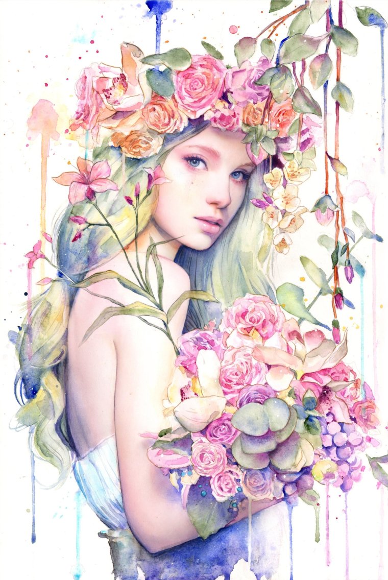 Весенняя девушка арт