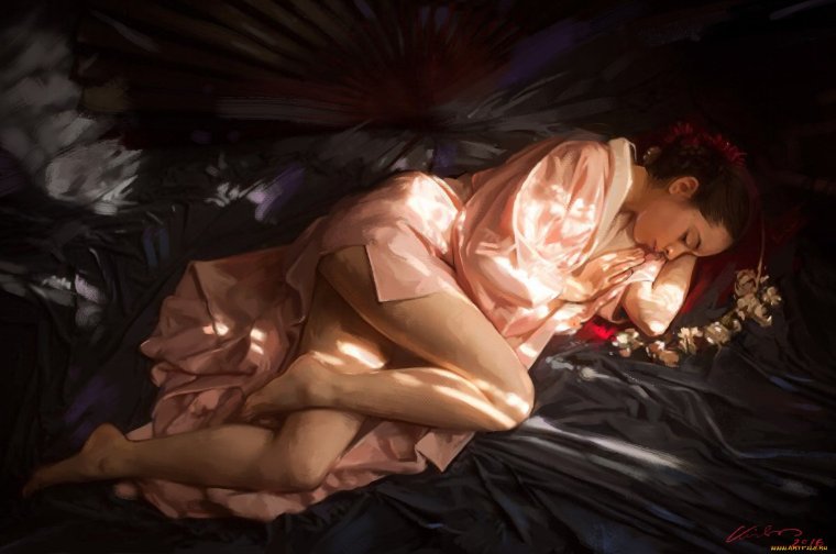 Спящая девушка арт