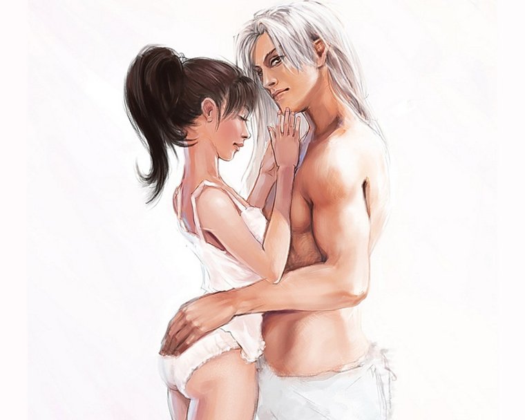 Блондин и брюнетка арт