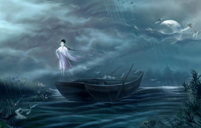 Девушка в лодке фэнтези