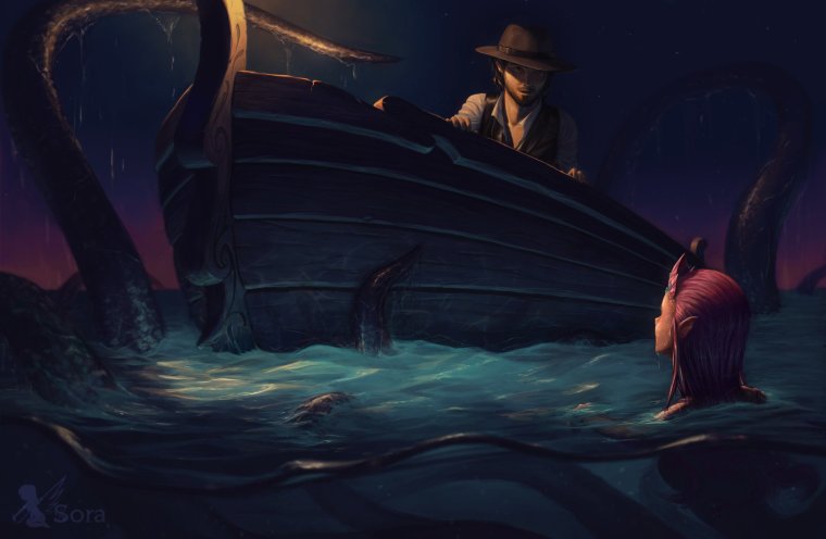 Одинокий человек в лодке