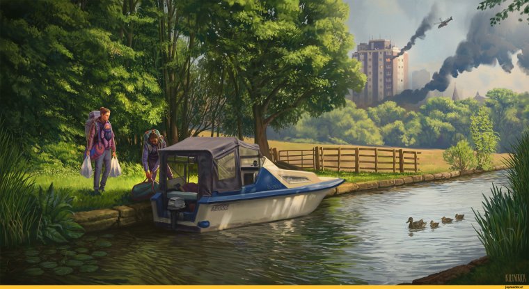 Аниме девушка в лодке