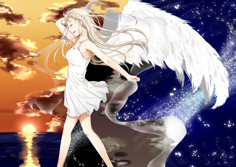 Аниме девушка ангел