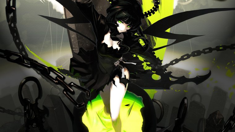 Аниме Black Rock Shooter зеленая