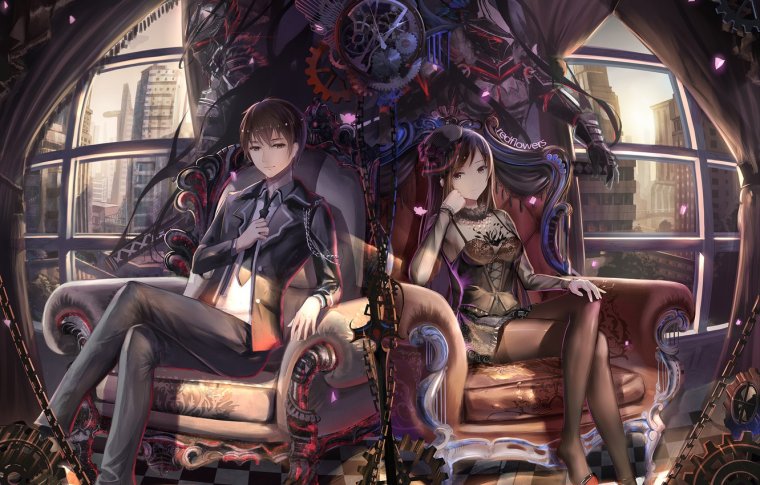 Аниме девушка на троне