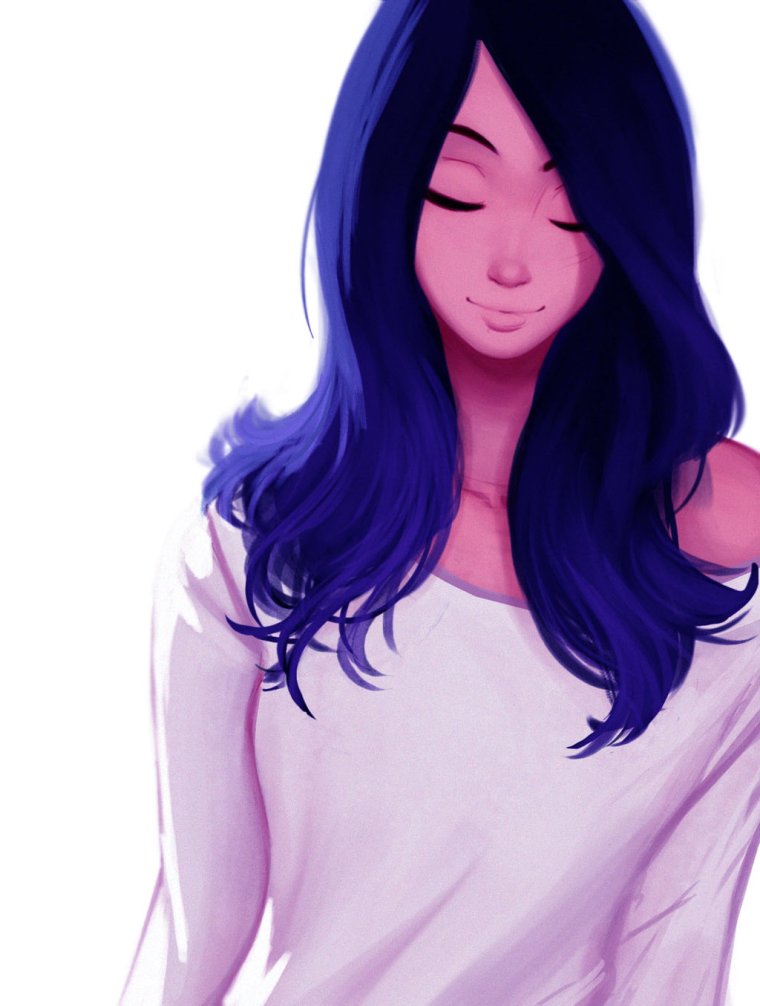 Арты девушек с синими волосами