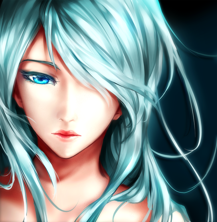 Девушка с голубыми волосами арт