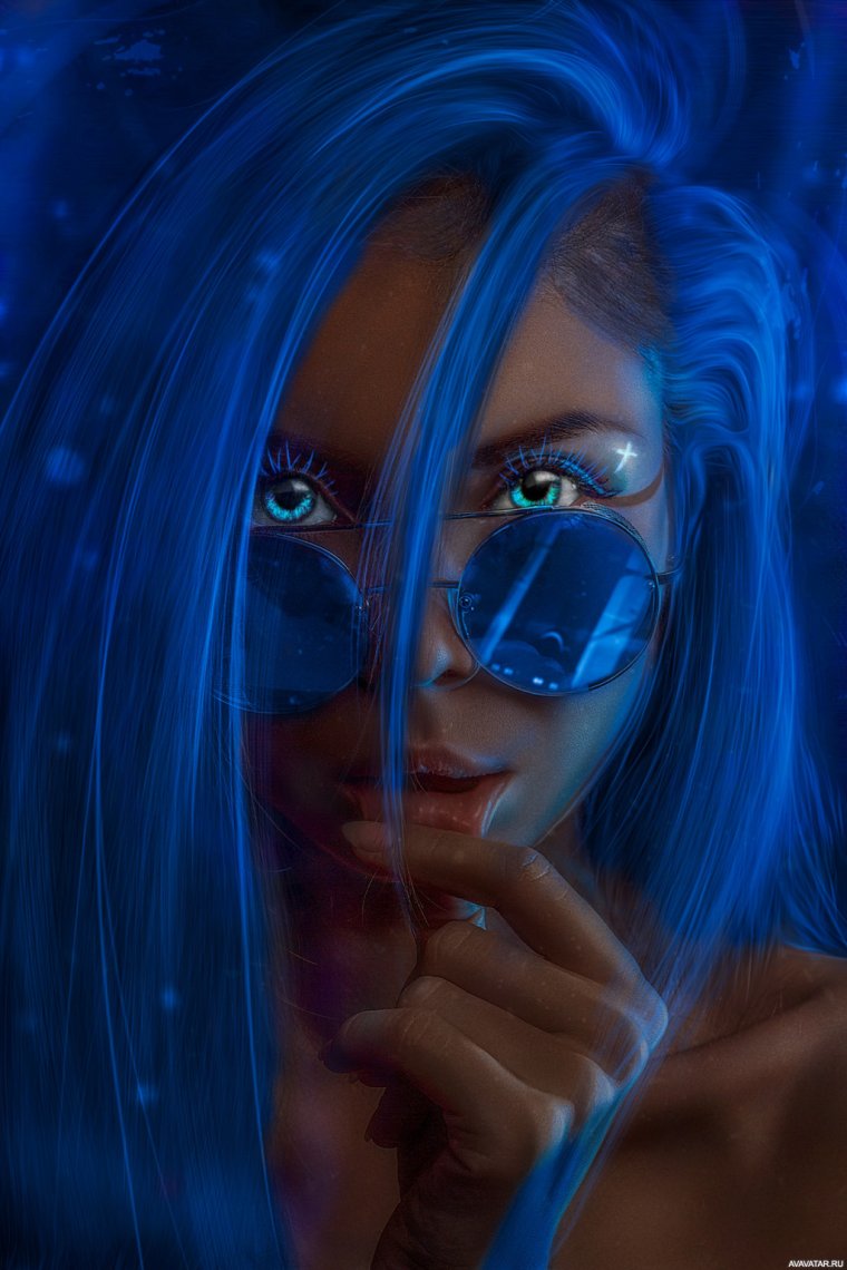 Девушка с голубыми волосами арт