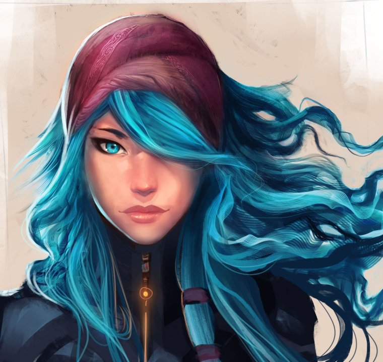 Голубые волосы арт