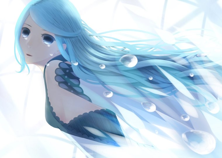 Девушка с голубыми волосами арт