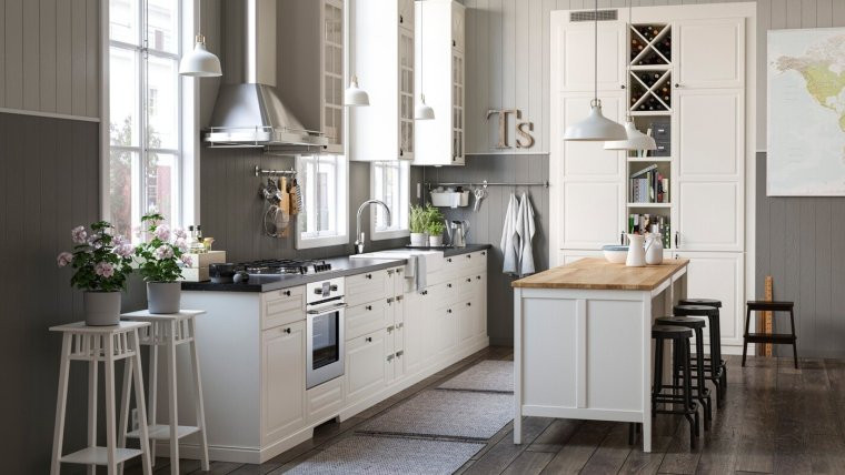 Кухня икеа Воксторп серая