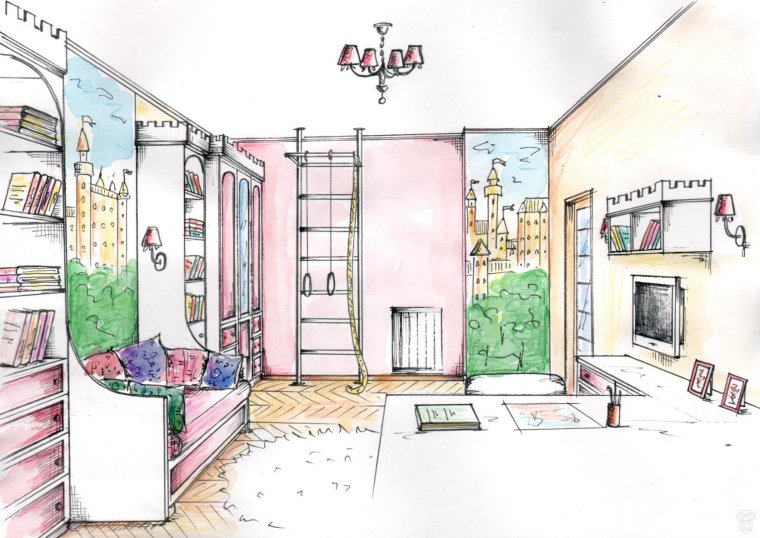 Нарисовать интерьер комнаты