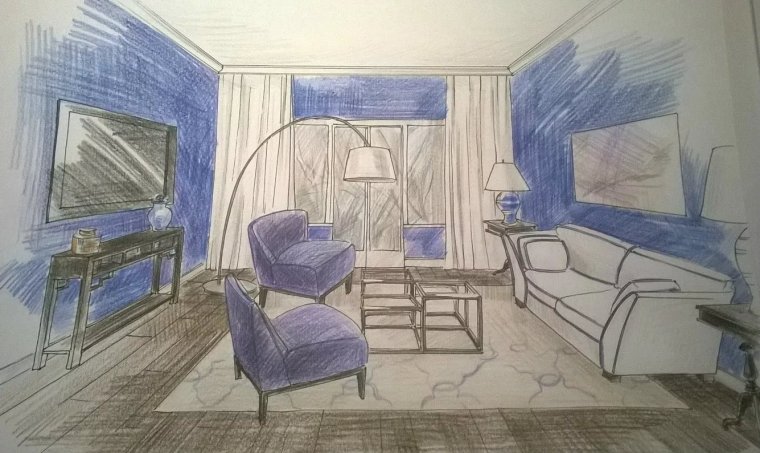 Нарисовать интерьер комнаты