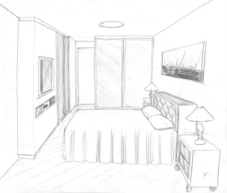 Набросок интерьера комнаты