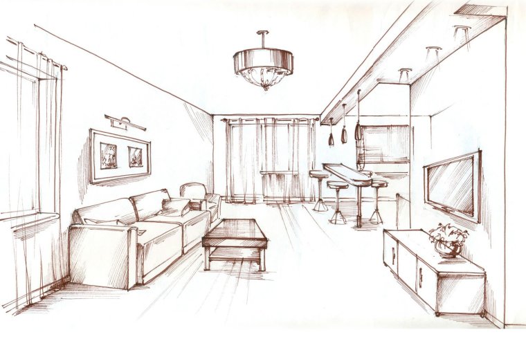 Набросок интерьера комнаты