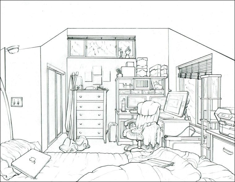 Комната подростка раскраска