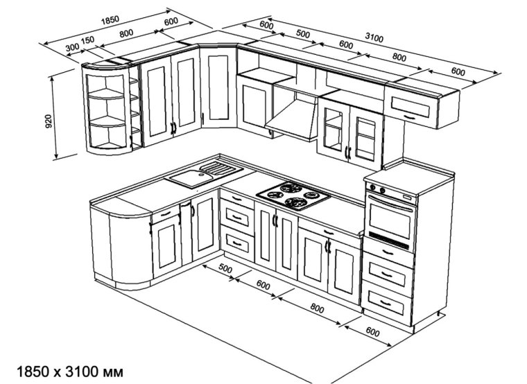 Как рассчитать угловую кухню самостоятельно