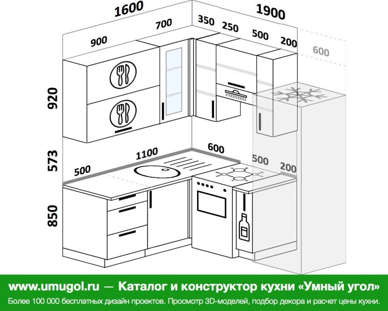 Планировка кухни 7 кв.м угловые