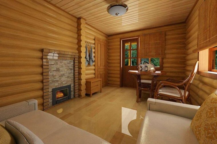 Блок Хаус в интерьере предбанника