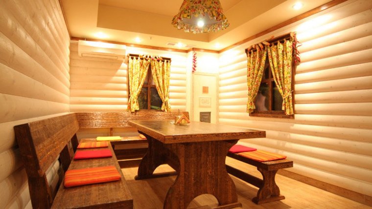 Интерьер бани из бруса