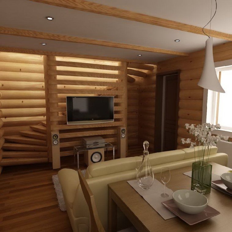 Отделка комнаты отдыха в бане блокхаусом