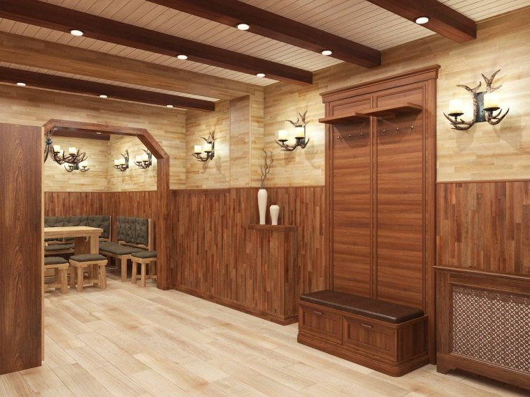 Блок Хаус в интерьере предбанника