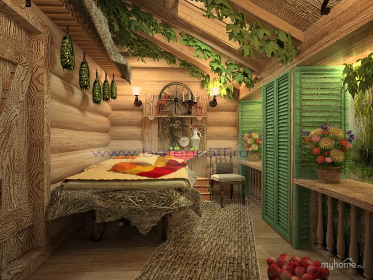 Потолок в комнате отдыха в бане