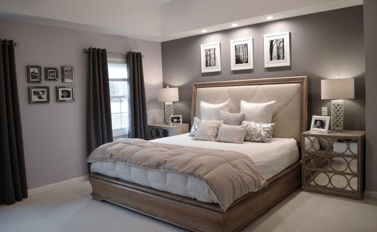 Спальня в серо коричневых тонах