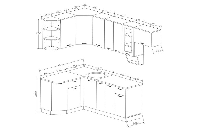 Кухня Валенсия 3.60 1.60 левый угол размер верхних шкафчиков
