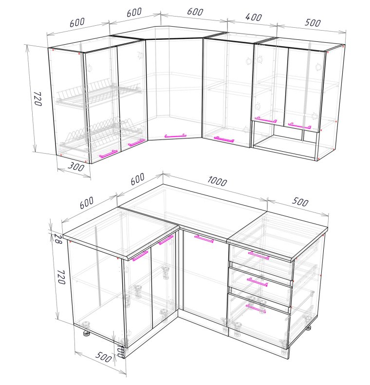 Компоновка угловой кухни