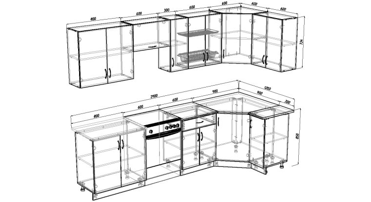 Угловой кухонный гарнитур Лаванда 2900
