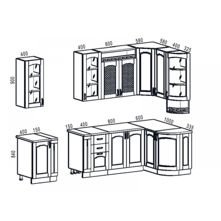 Кухонный гарнитур Трапеза классика 2000