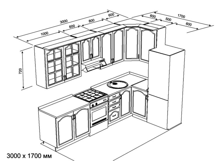 Проект кухни угловой