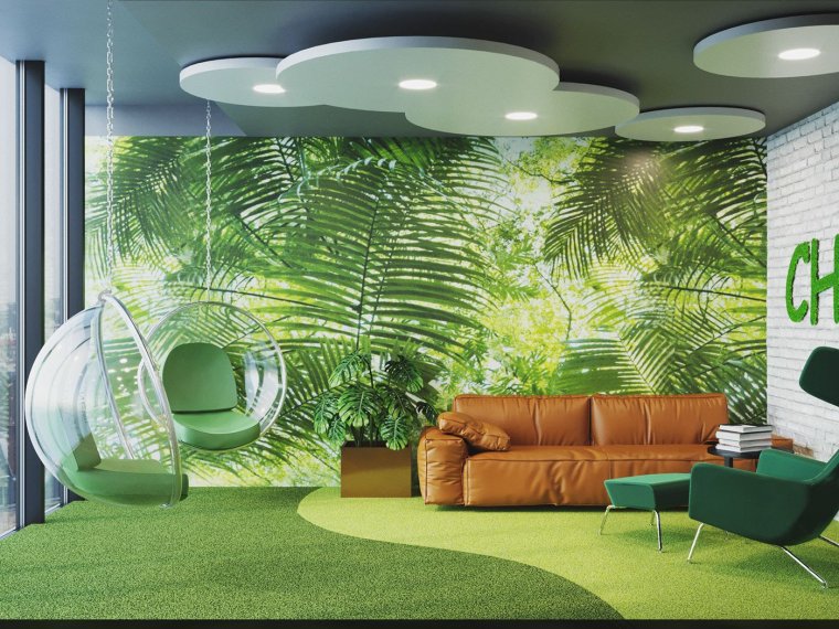 Комната релаксации зелёная комната