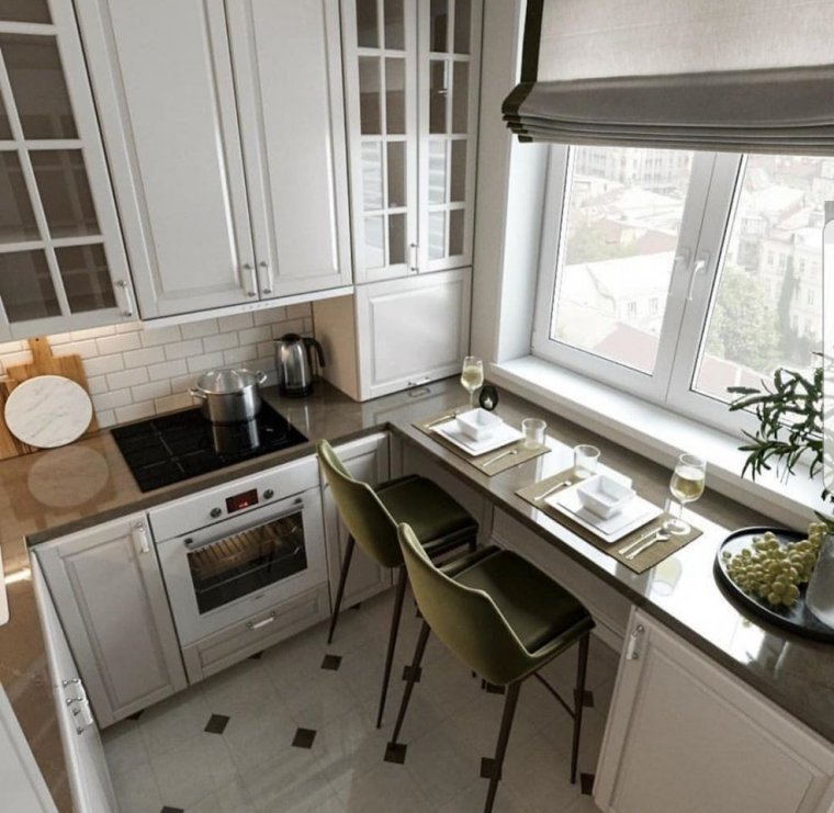 Нестандартные кухни с окном