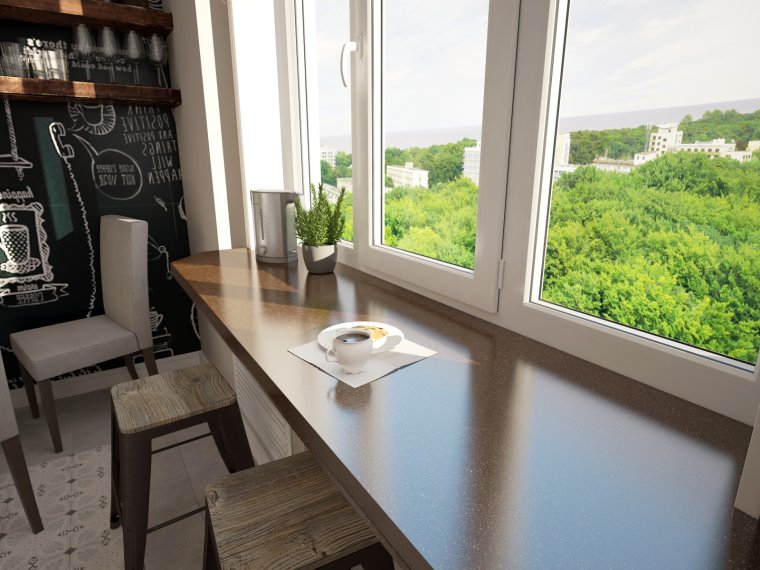 Кухня совмещенная с окном