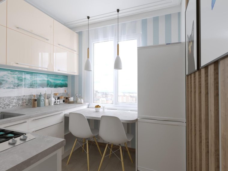 Стол-подоконник на кухне