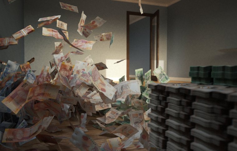 Куча денег в комнате